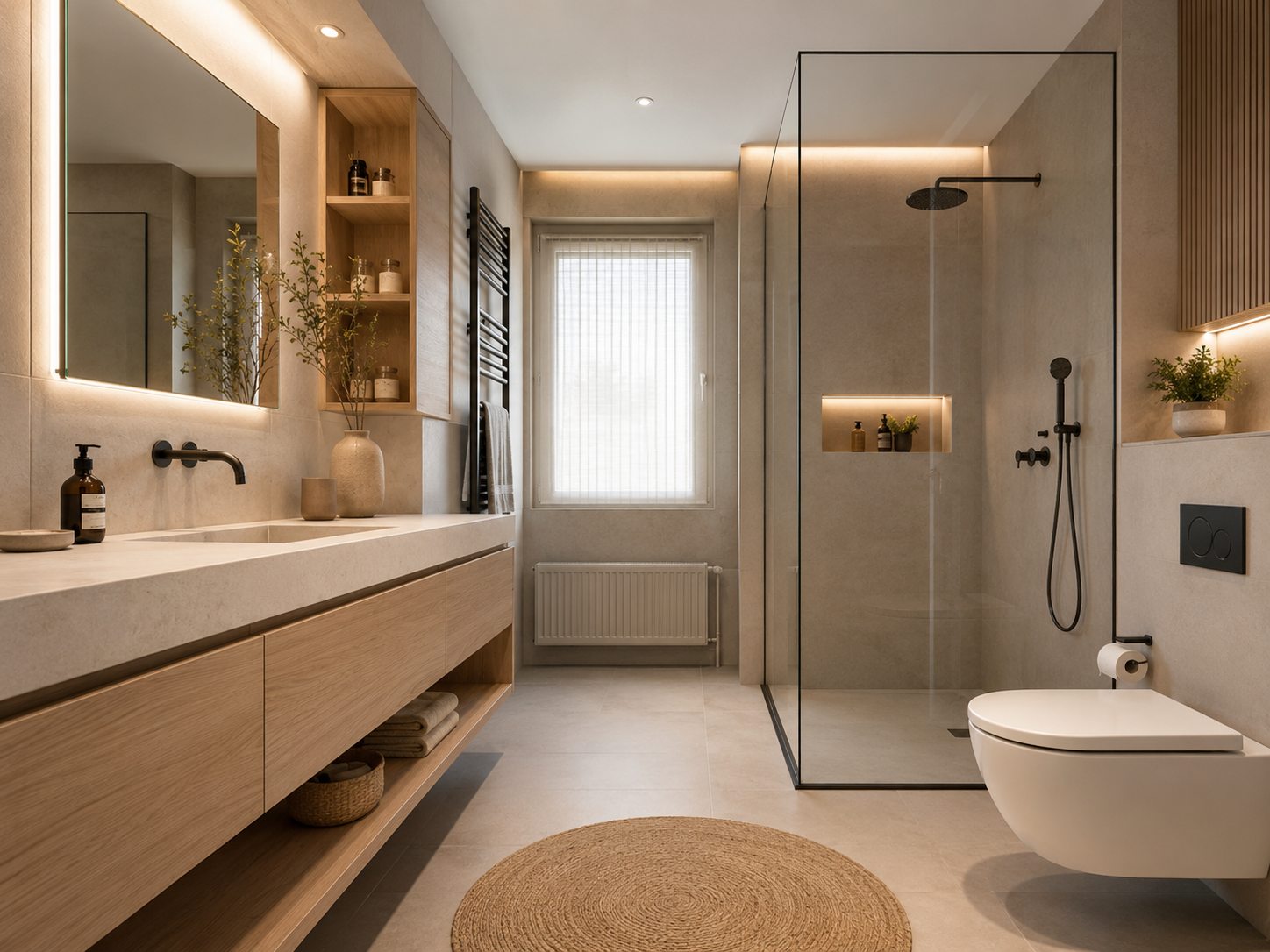 Volledig aangelegde badkamer na oplevering